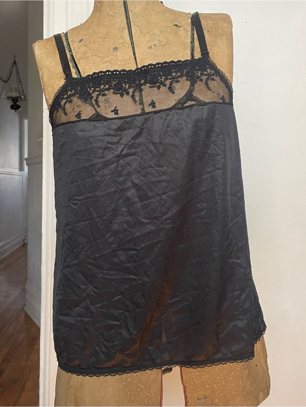 Black Lace-Trim Slip Camisole